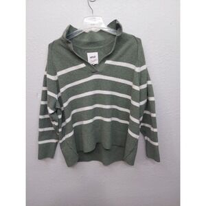 Aerie Sweater Womens XL Olive Green Striped Collar Oversized‎ Cozy Stretch